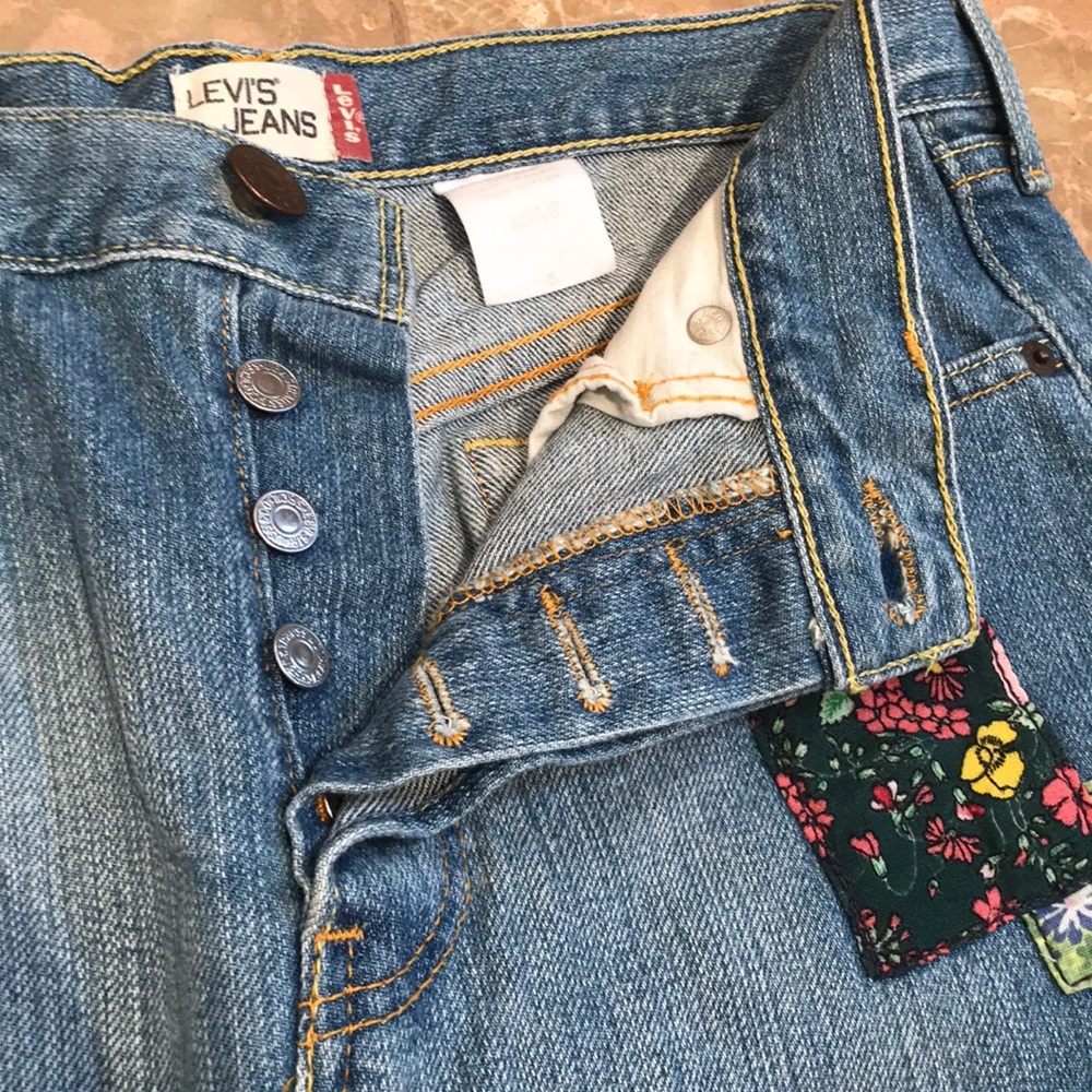 Levi’s Patchwork Denim Button Fly Mini Skirt - image 2